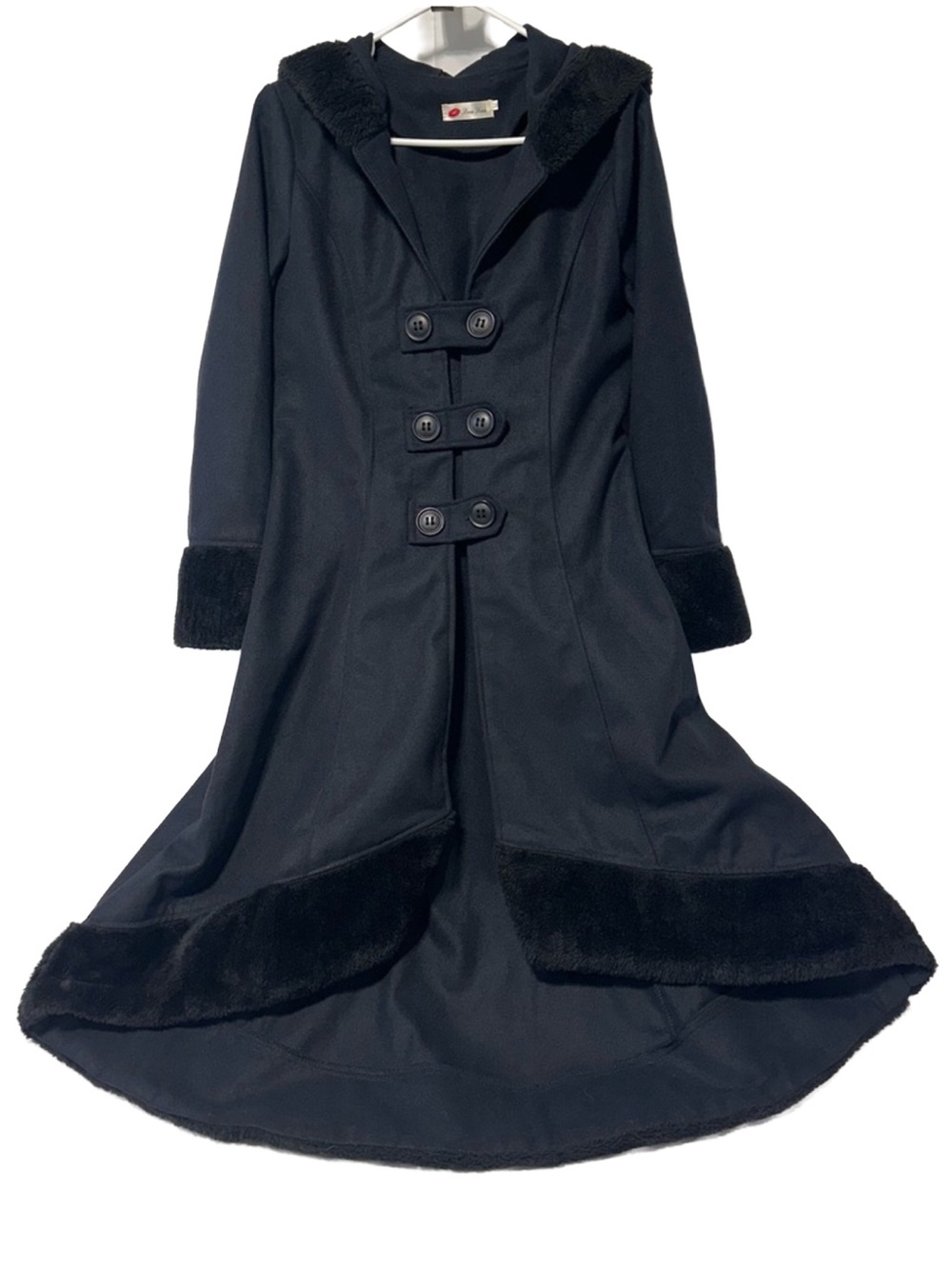 XIAN XIAN Goth Steampunk Hooded High Low Witchy Trench Coat M - Picture 2 of 9